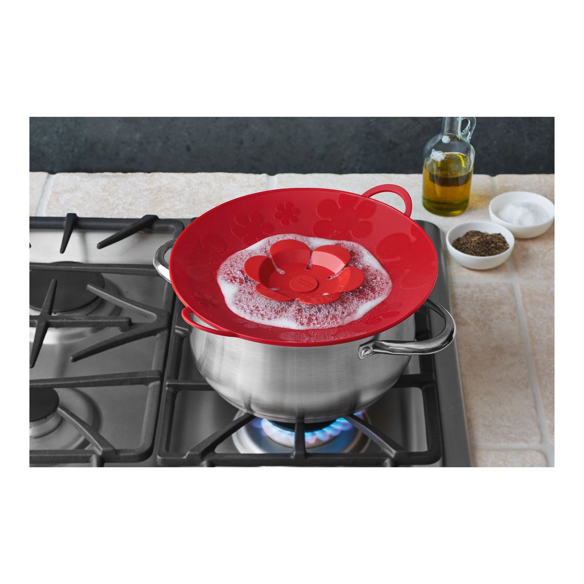 Kuhn Rikon Spill Stopper Red Flower 11in
