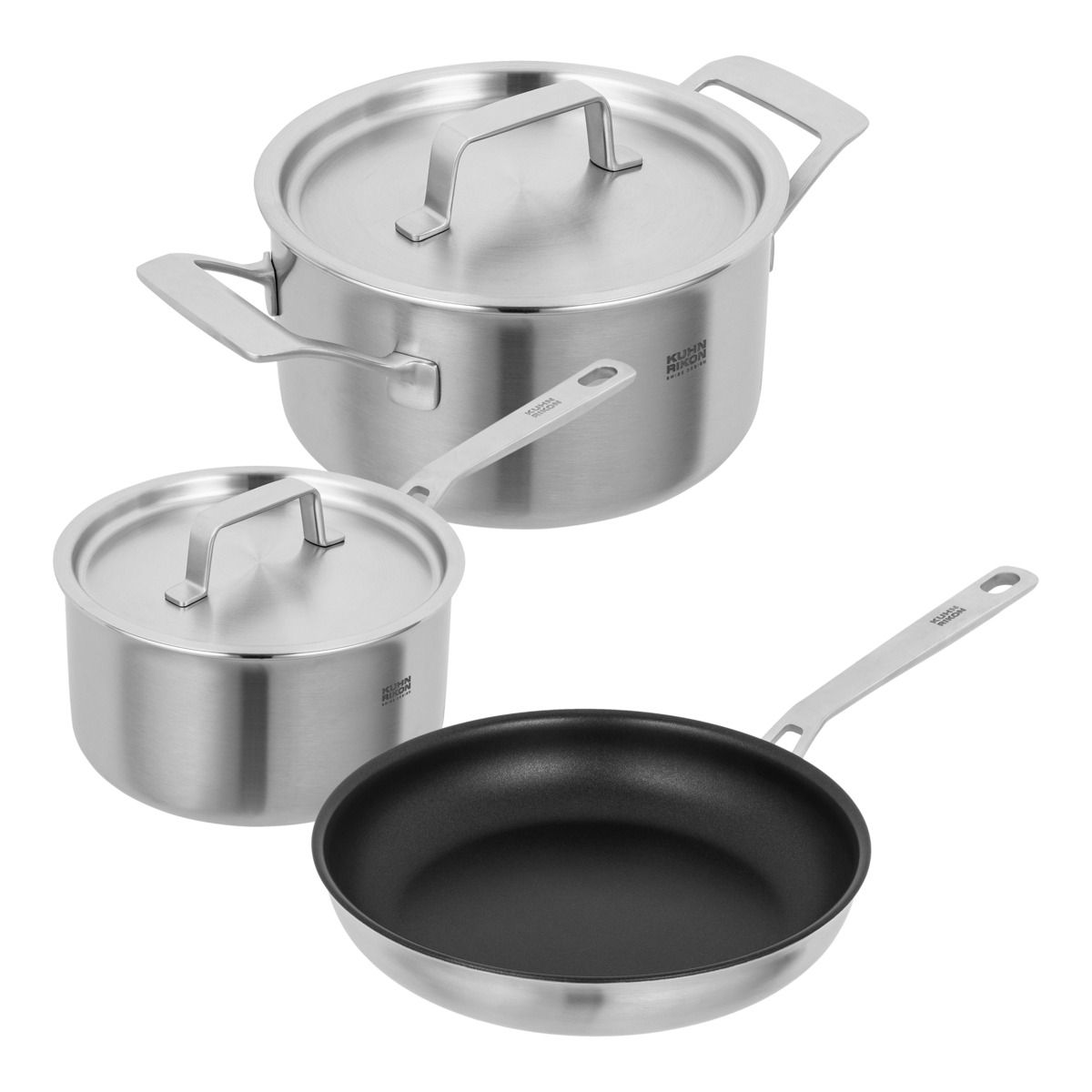 Kuhn Rikon -CULINARY FIVEPLY SET · Saucepan 1.7L + Pot 3.4 L + Frypan Ø 24 cm (coated)