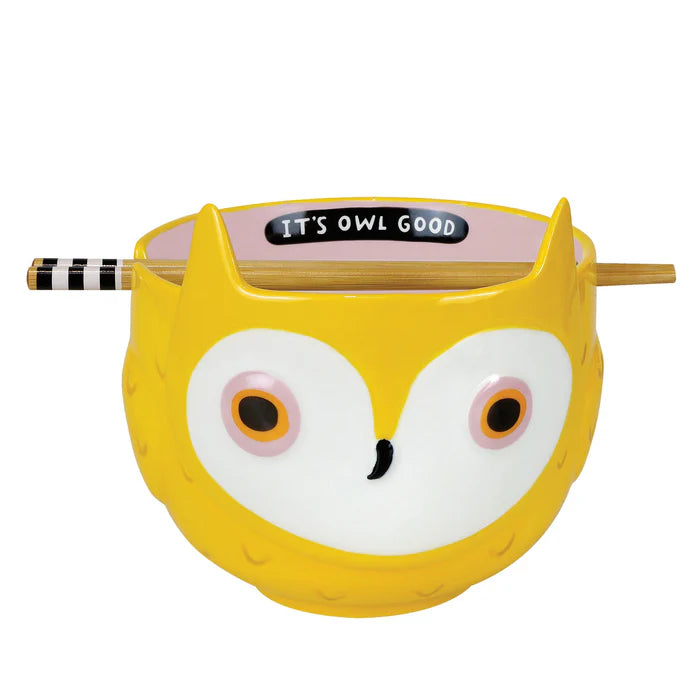 Enesco Owl Ramen Bowl & Chopsticks