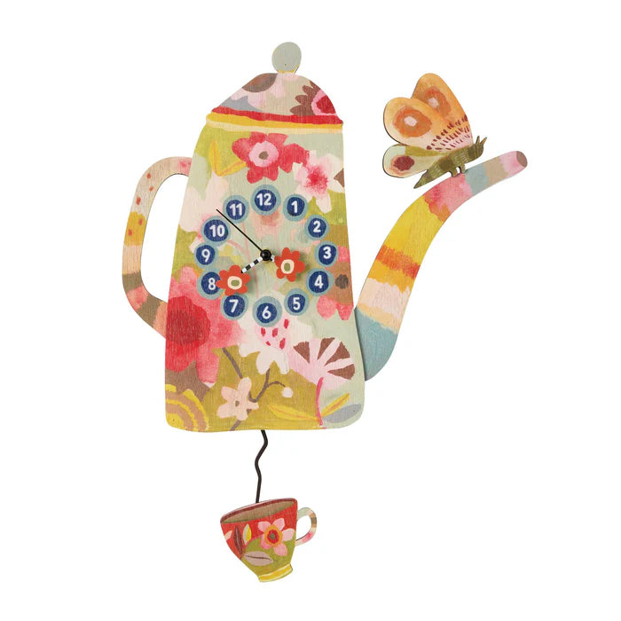 Enesco Cup of Time Wood Wall Clock