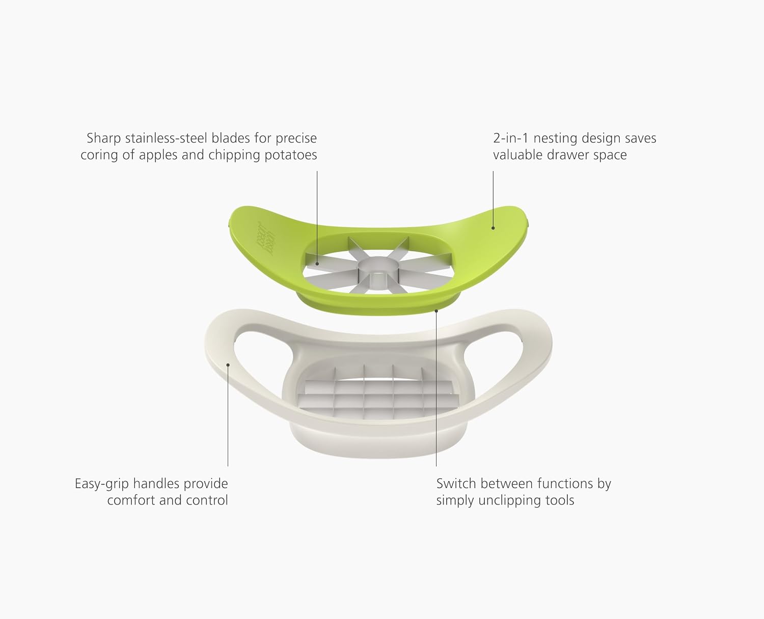 Joseph Joseph Nest Press 2-in-1 Apple Corer & Potato Chipper