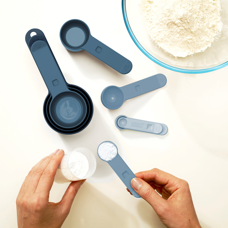 Joseph Joseph Nest™ Measuring Cup & Spoon Set – 8-Piece Space-Saving Blue Set