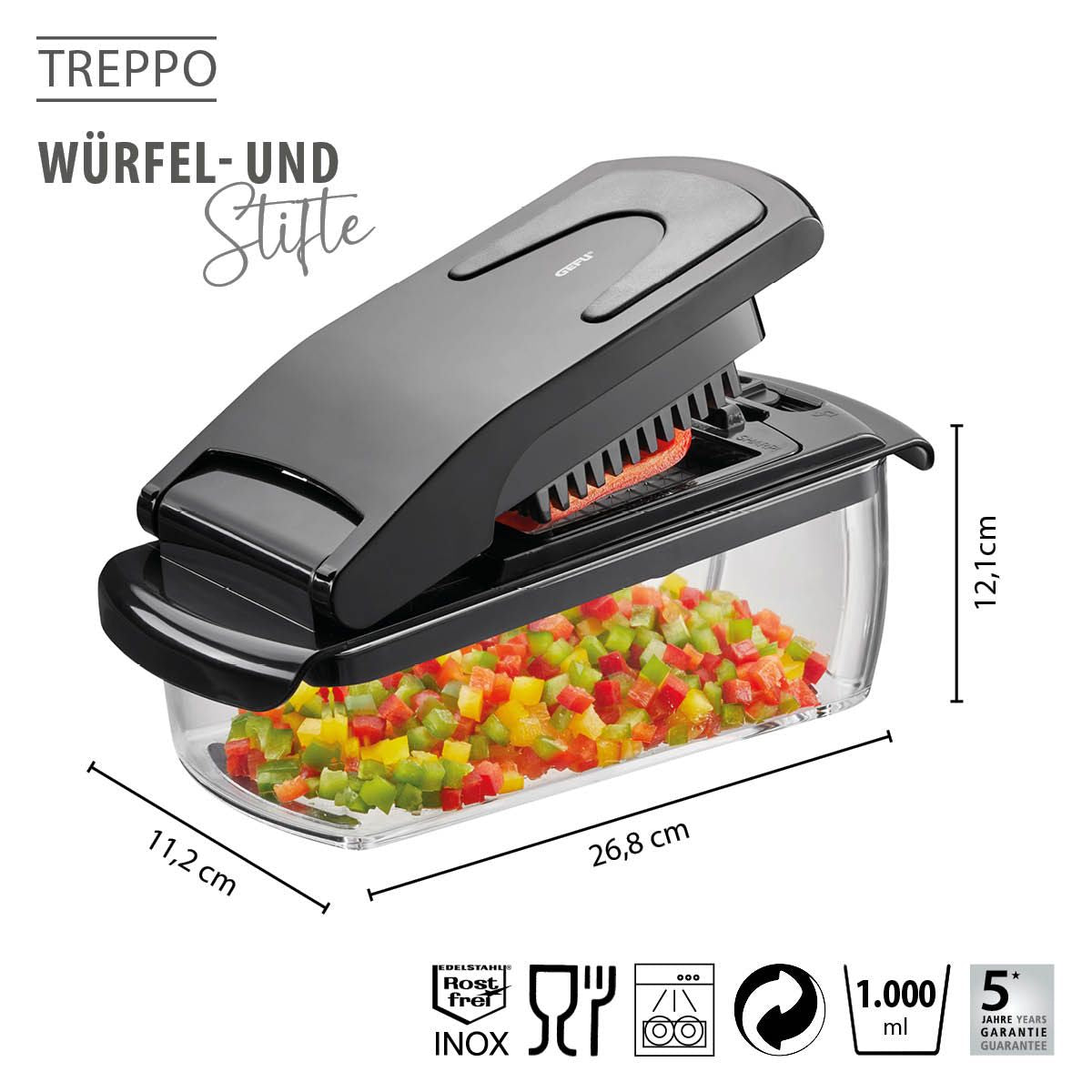 GEFU Cube & Stick Cutter with Container & Lid – TREPPO