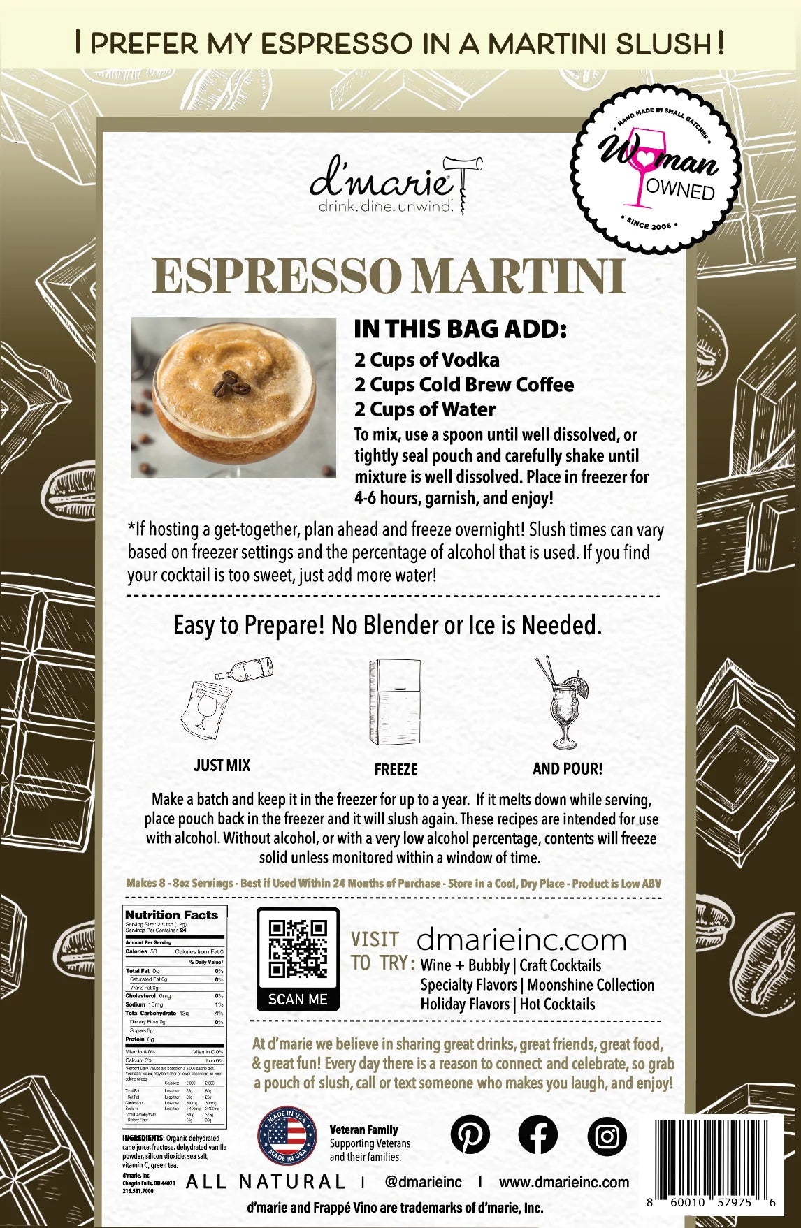 d'Marie Drink Mix -Espresso Martini Mix