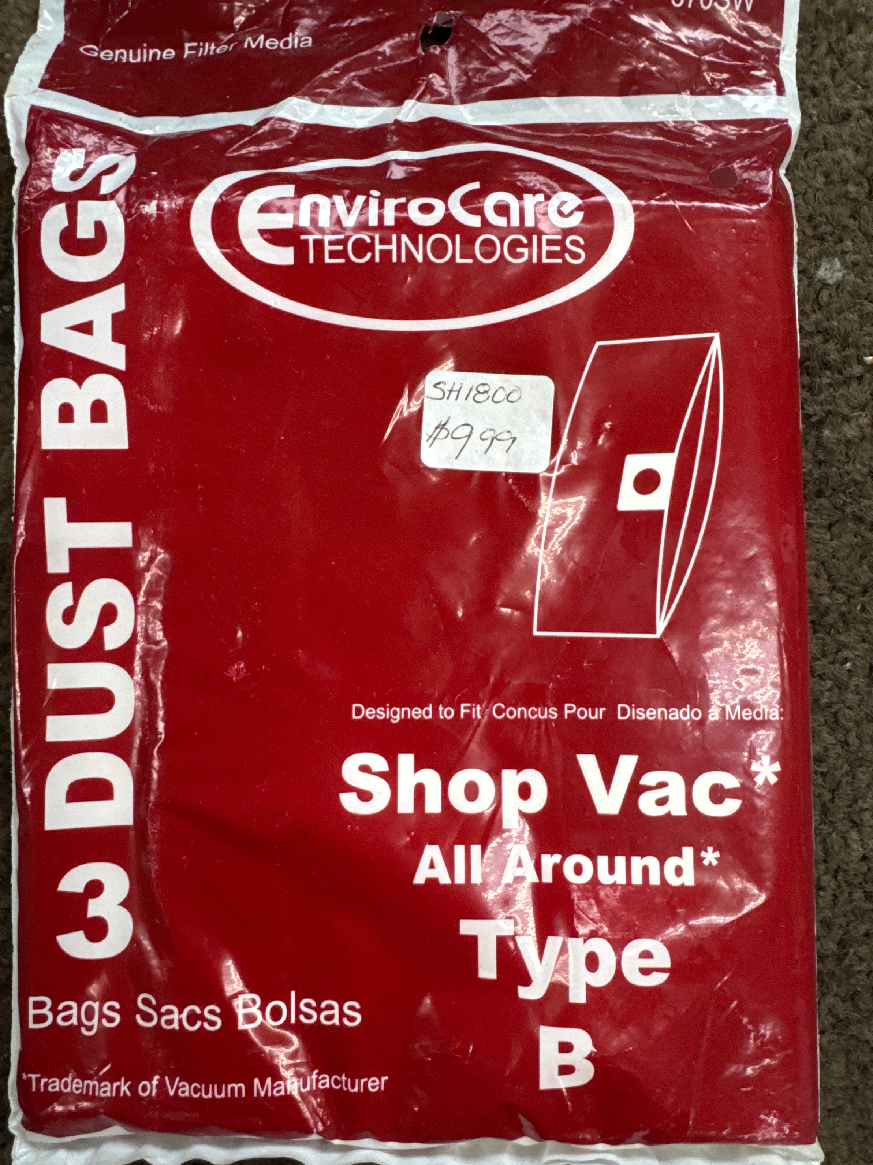Bag Shop Vac Type B