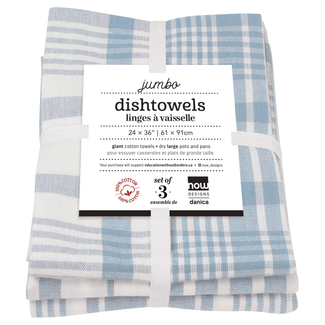 Torchons géants Now Designs by Danica ardoise bleu – Lot de 3