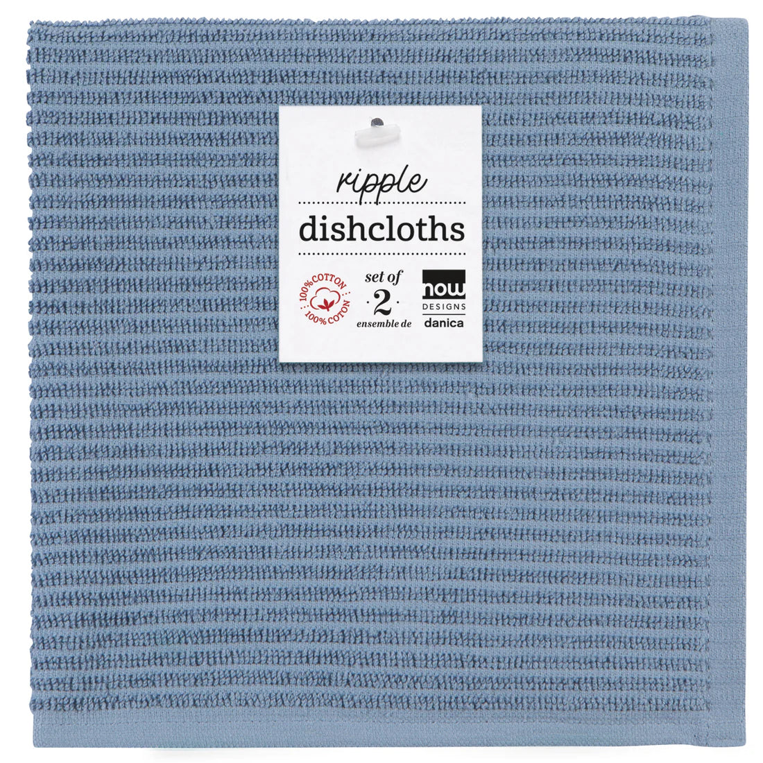 Danica Slate Blue Ripple Dishcloths – Set of 2