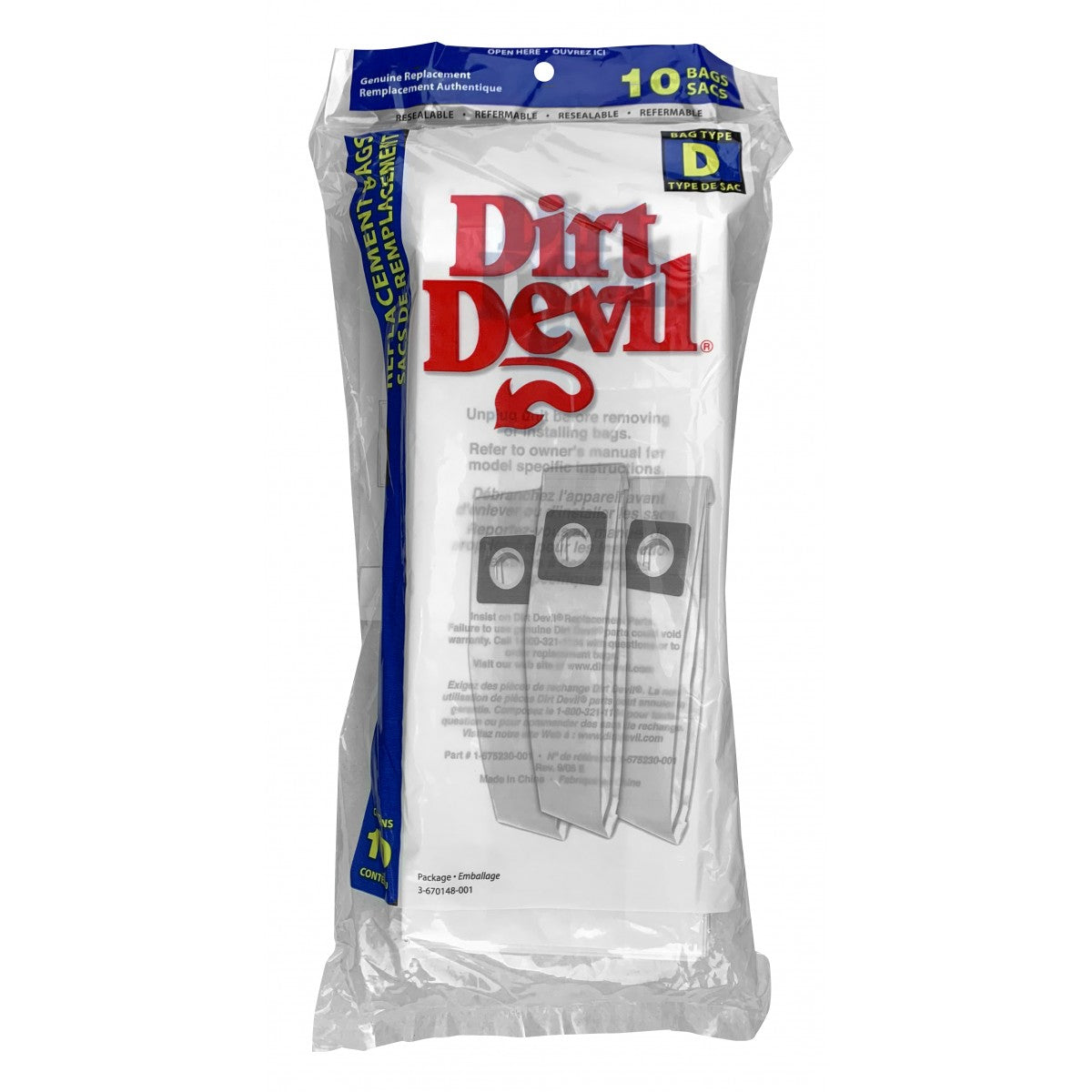 Genuine Replacement Bag for Dirt Devil Upright Vacuum - D Type Bag