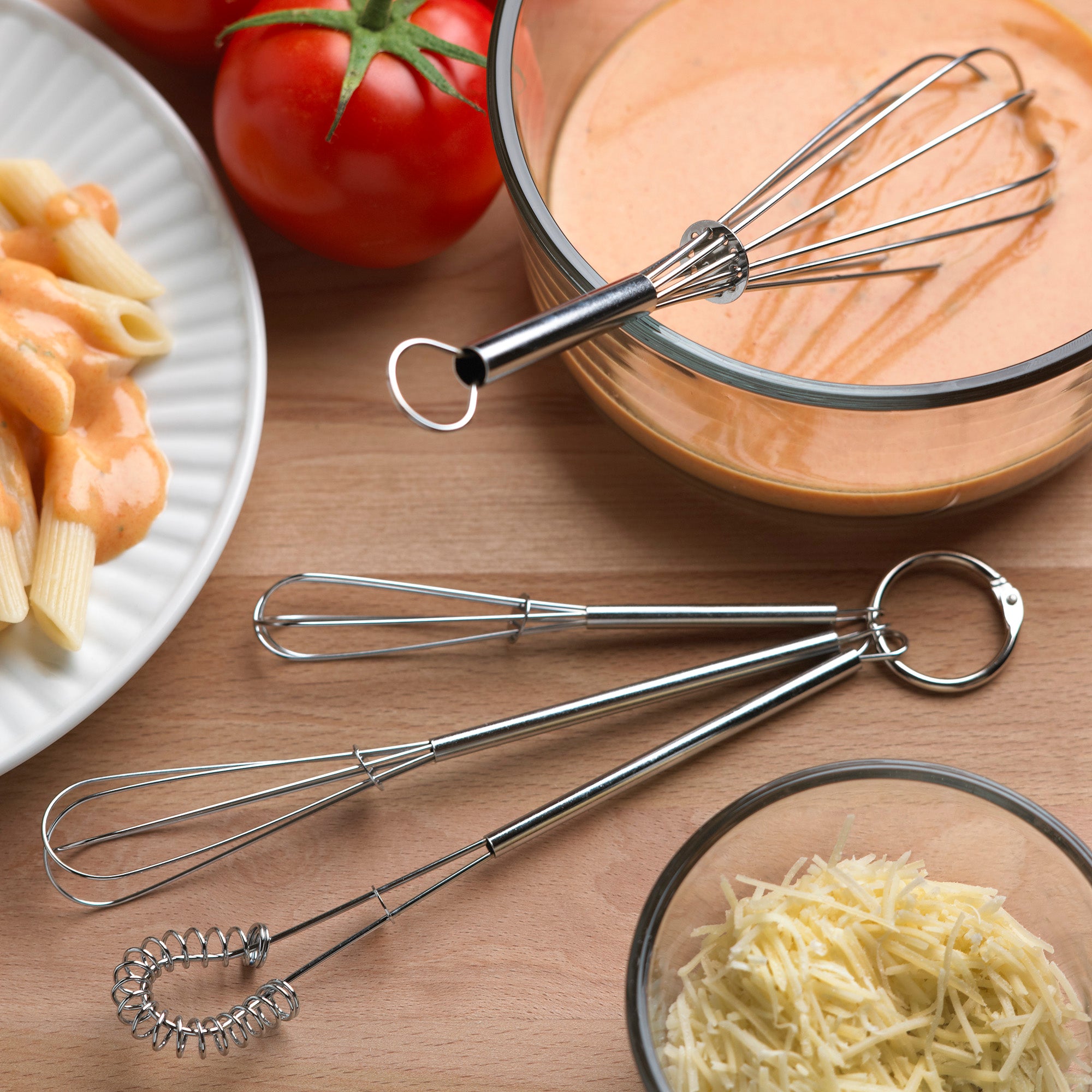 Fox Run Mini Whisk Set 4 Use with Eggs, Dressings, Cocktails & More