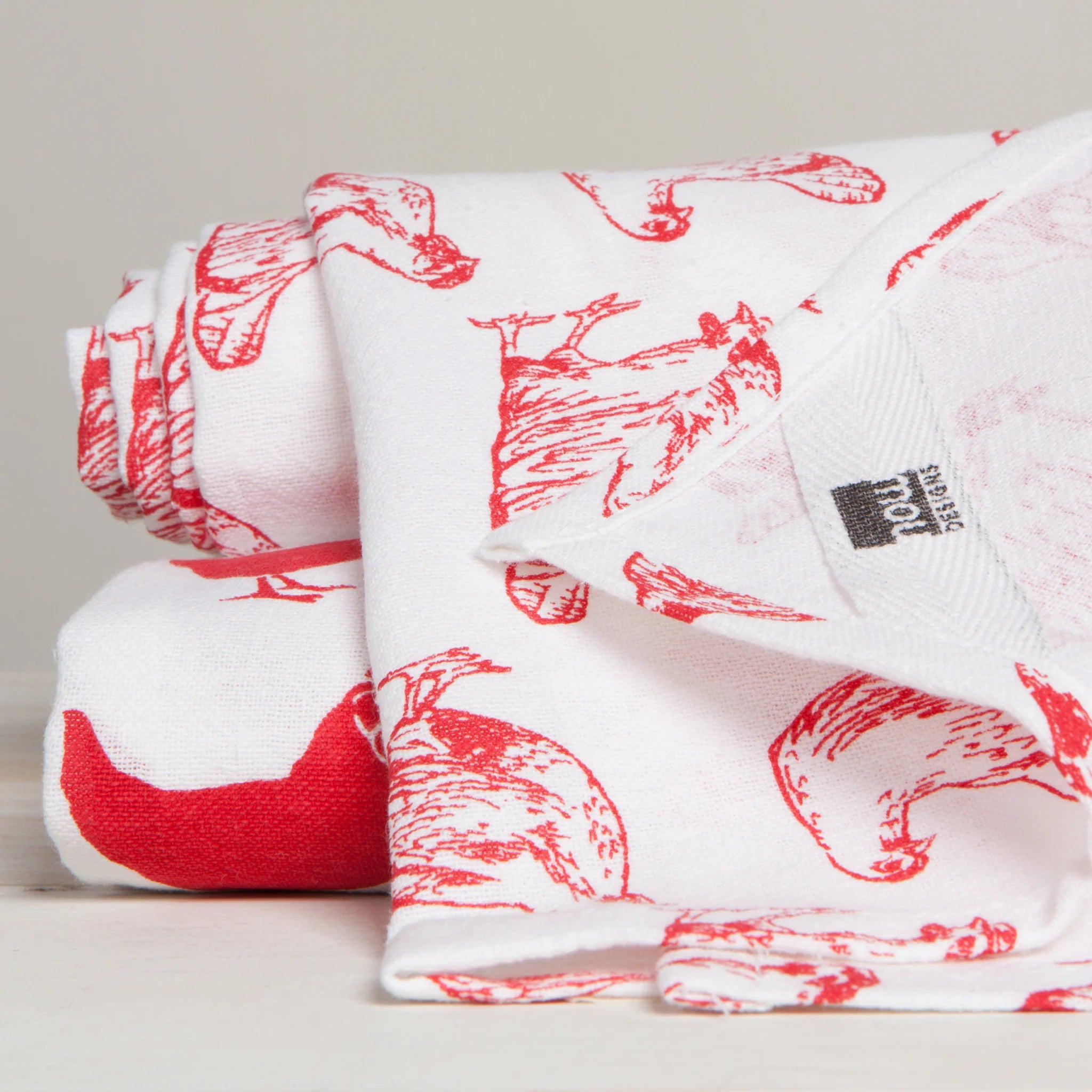 Now Designs by Danica Torchons de cuisine en tissu éponge rouges imprimés poulets – Lot de 2