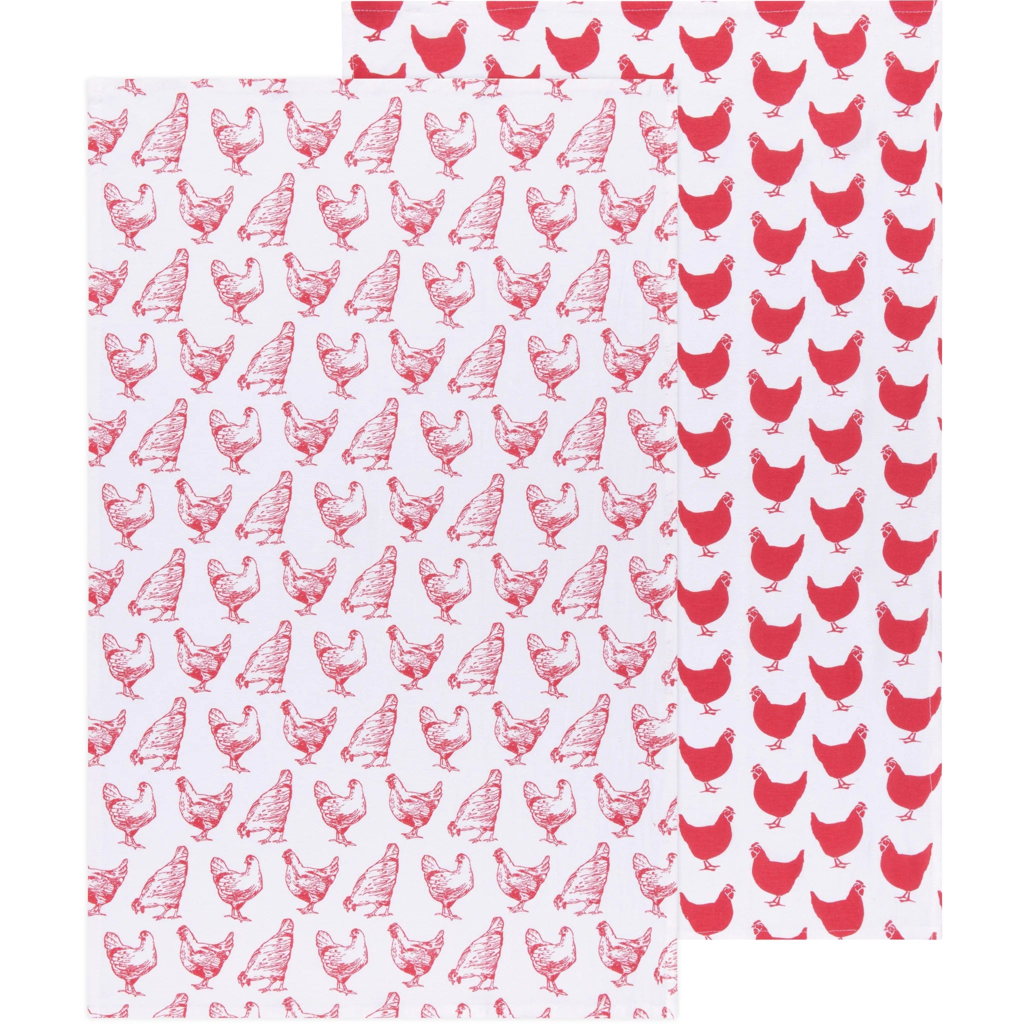 Now Designs by Danica Torchons de cuisine en tissu éponge rouges imprimés poulets – Lot de 2