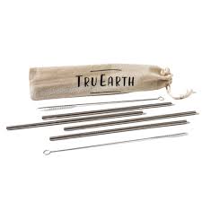 Tru Earth | Stainless Steel Straws - Set of 4 with 2 Brush Cleaners - Black Friday Deal - Perfect Stocking Stuffer