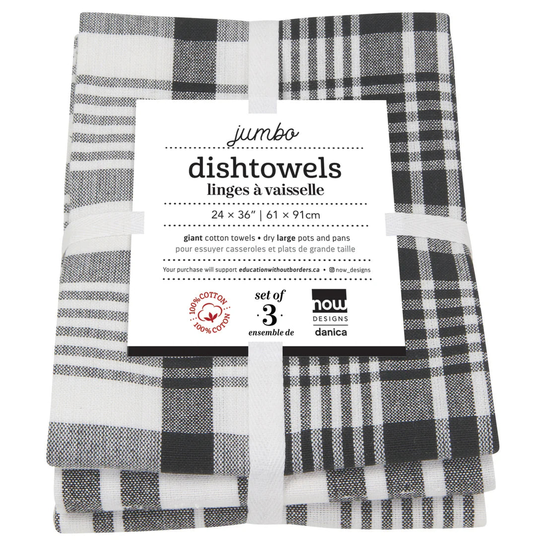 Danica Black Jumbo Dishtowels – Set of 3